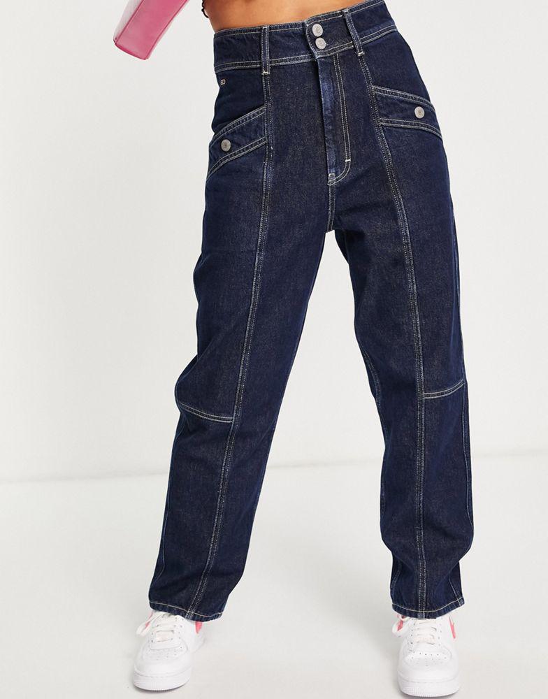 Tommy Jeans relaxed utility jeans in dark indigo wash商品第4张图片规格展示