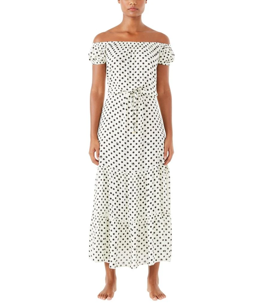 商品Kate Spade|Lia Logo Dot Off-the-Shoulder Maxi Dress,价格¥962,第1张图片