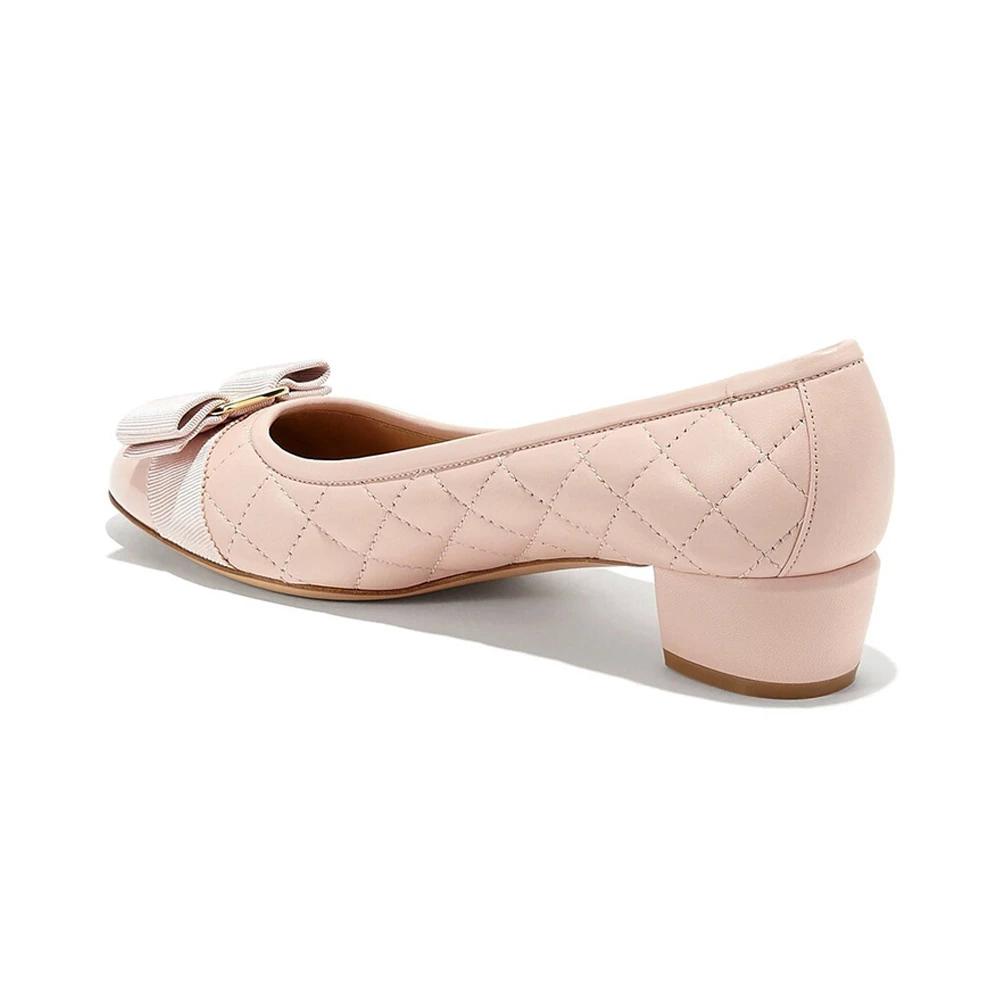 SALVATORE FERRAGAMO 女士粉色牛皮蝴蝶结高跟鞋 01-M832-692388 商品