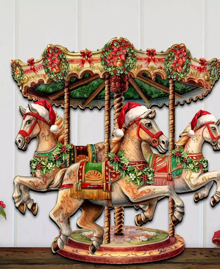 商品Designocracy|Christmas Carousel Christmas Wooden Wall Decor Door Decor G. DeBrekht,价格¥989,第4张图片详细描述