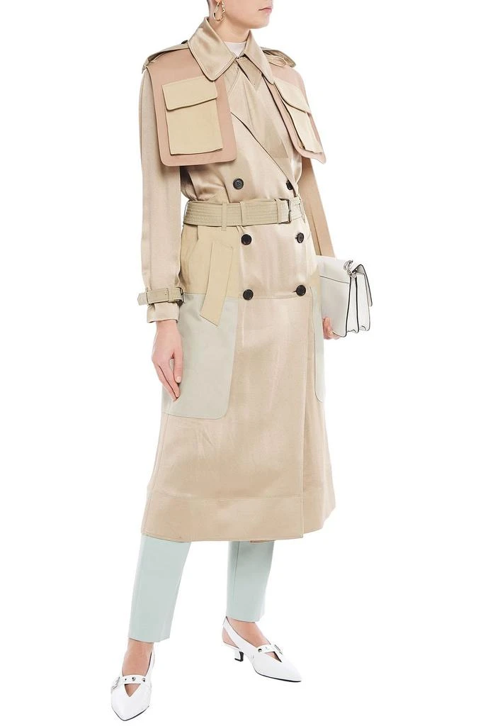 商品Valentino|Paneled hammered-satin, gabardine and shell trench coat,价格¥13098,第4张图片详细描述