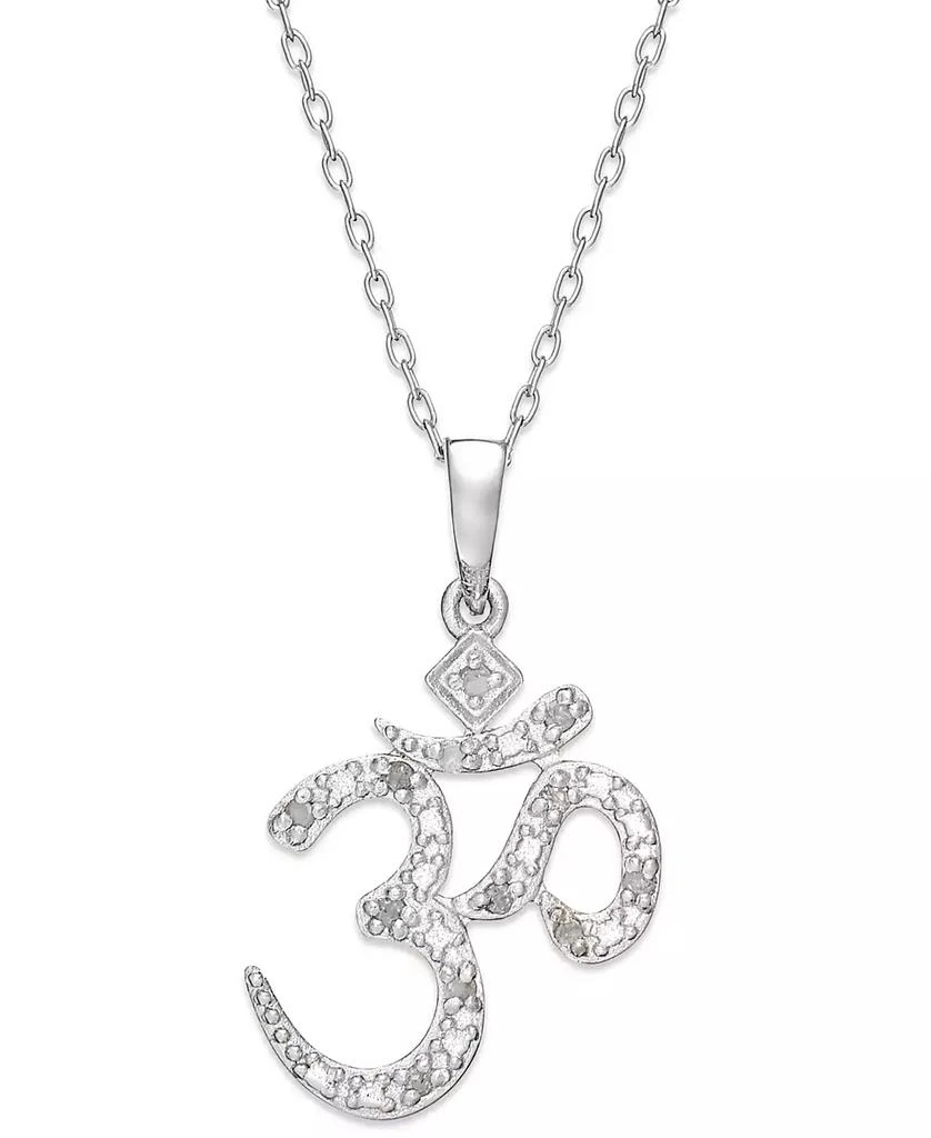 商品Macy's|Diamond Om Pendant Necklace in Sterling Silver (1/10 ct. t.w.),价格¥260,第1张图片
