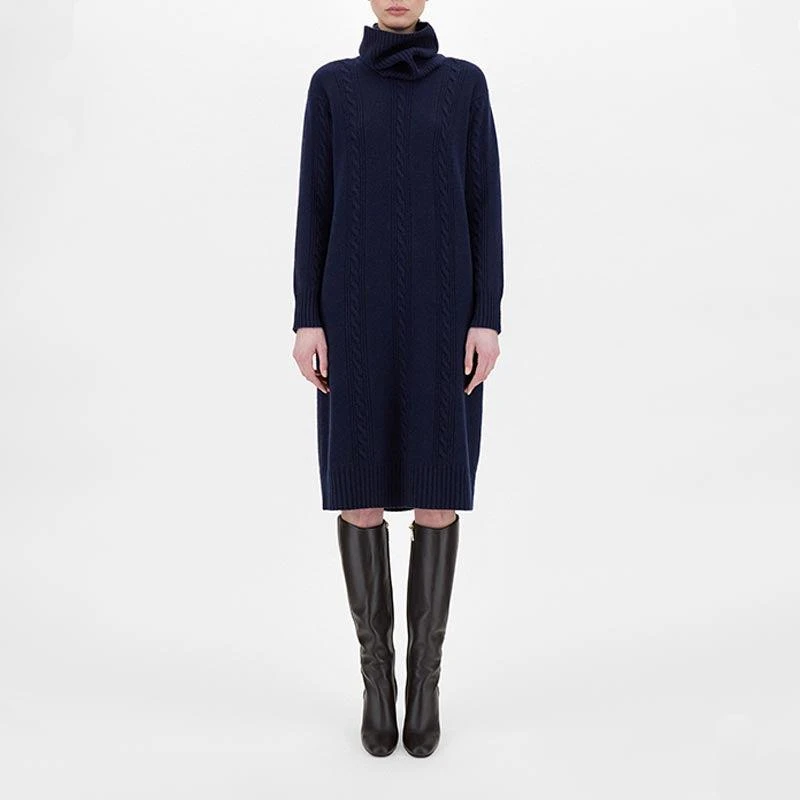 商品Max Mara|PAESE 午夜蓝色羊绒纱连衣长裙【香港仓极速发货】,价格¥3328,第1张图片