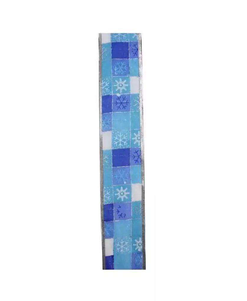 商品Northlight|Squares of Blue Snowflake Wired Christmas Craft Ribbon 2.5" x 10 Yards,价格¥75,第3张图片详细描述