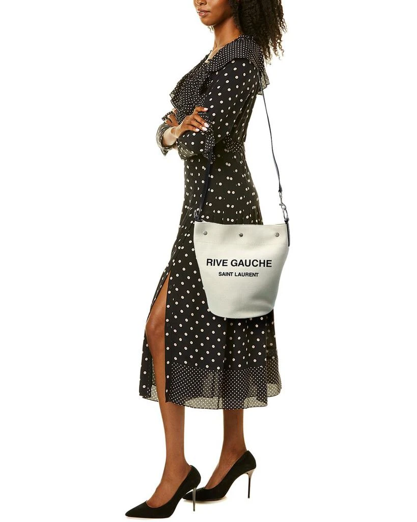 商品Yves Saint Laurent|Rive Gauche Canvas & Leather Bucket Bag,价格¥9528,第4张图片详细描述