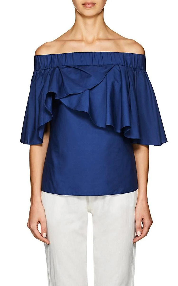 商品MINNOJI|Kendall Off-The-Shoulder Poplin Top,价格¥441,第1张图片