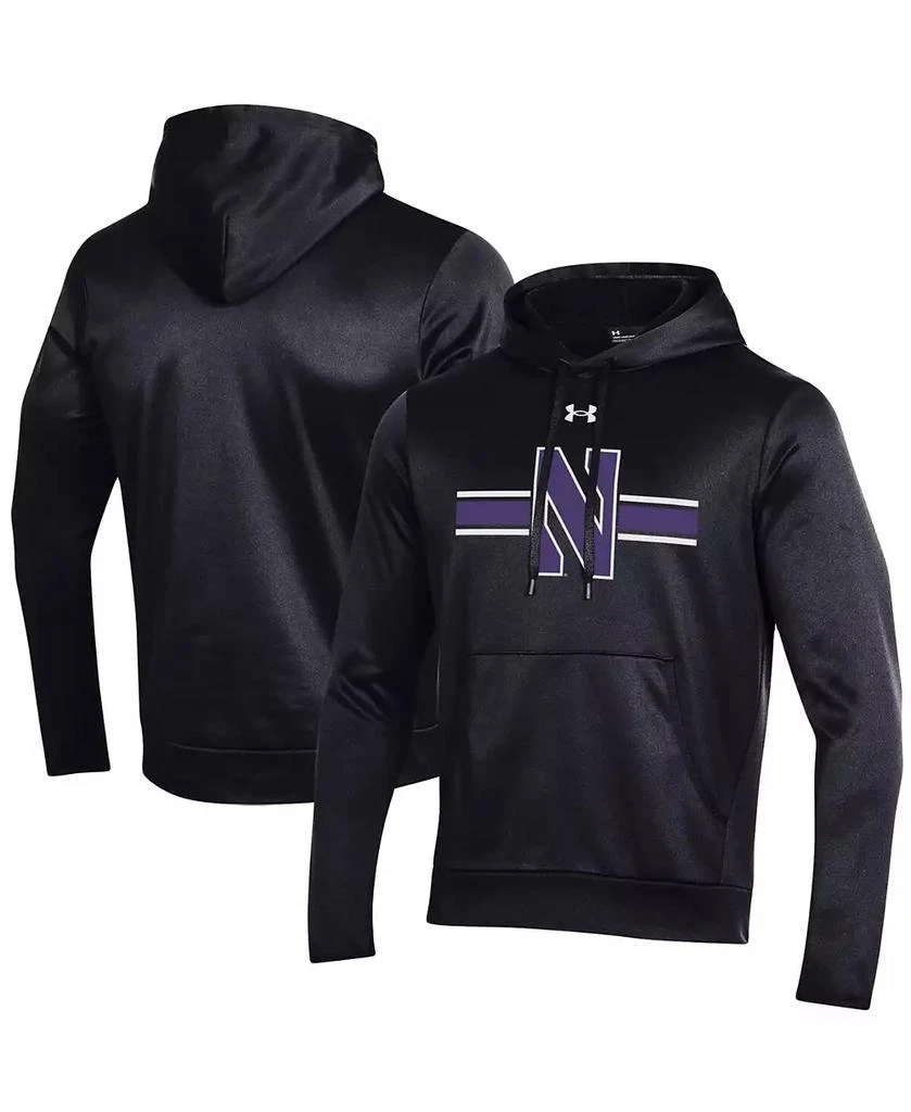 商品Under Armour|Men's Black Northwestern Wildcats Logo Stripe Fleece Pullover Hoodie,价格¥445,第1张图片