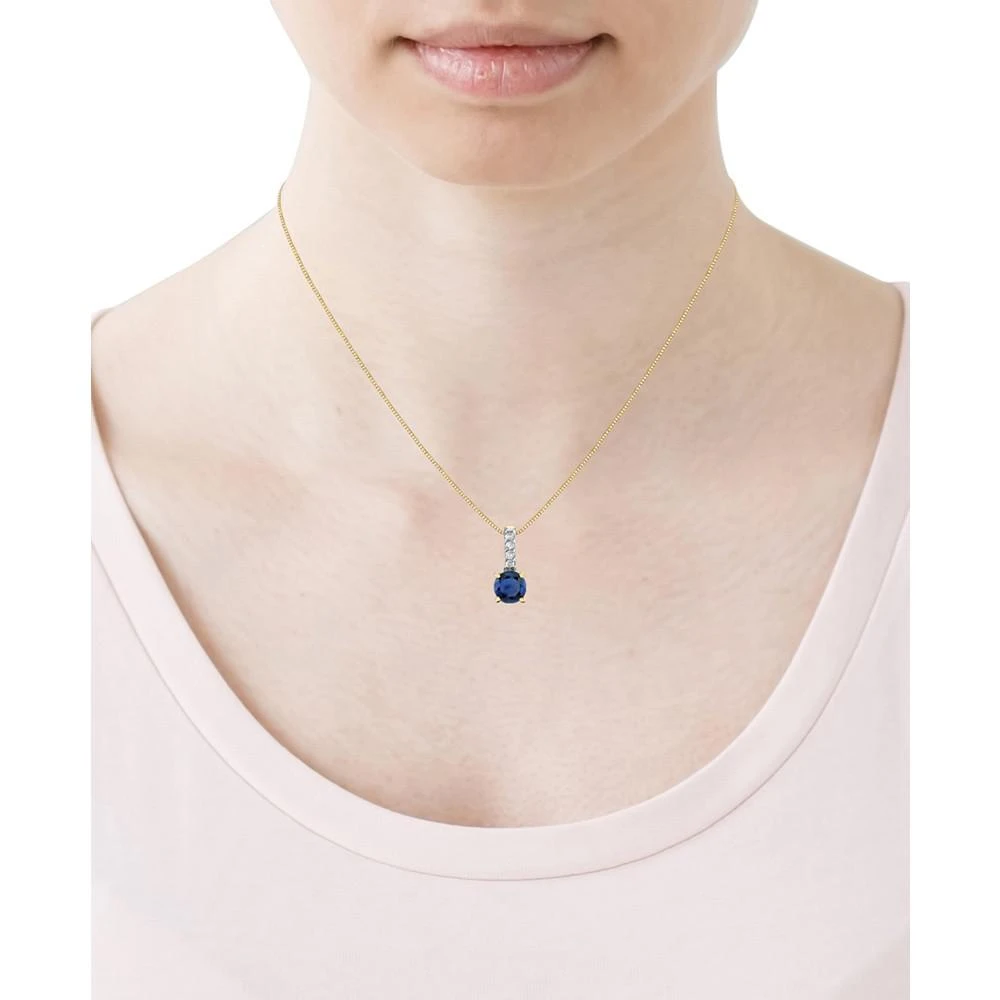 商品Macy's|Sapphire (1/3 ct. t.w.) & Diamond Accent 18" Pendant Necklace in 14k Gold,价格¥2106,第2张图片详细描述