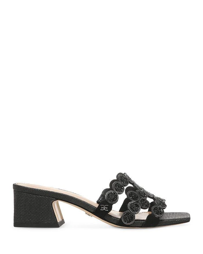 商品Sam Edelman|Women's Winter Square Toe Crystal & Chain Embellished Block Heel Sandals,价格¥612,第2张图片详细描述