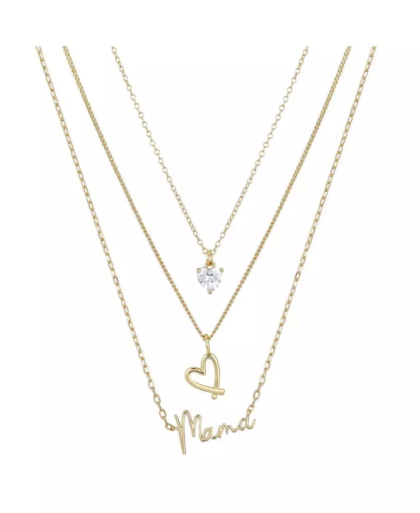 商品Unwritten|14K Gold Flash-Plated 3-Pieces Cubic Zirconia Mama Layered Pendants Set,价格¥150,第1张图片