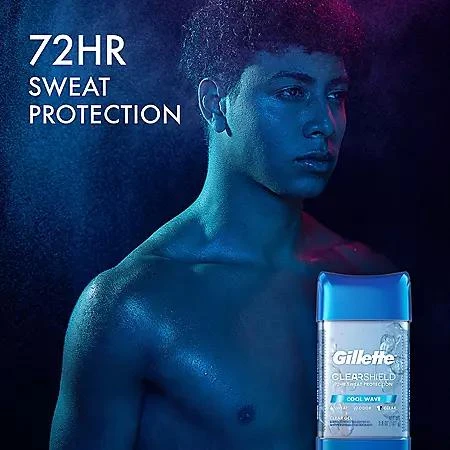 商品Gillette|Gillette Cool Wave Clear Gel Men's Antiperspirant and Deodorant, 3.8 oz., 5 pk.,价格¥123,第5张图片详细描述