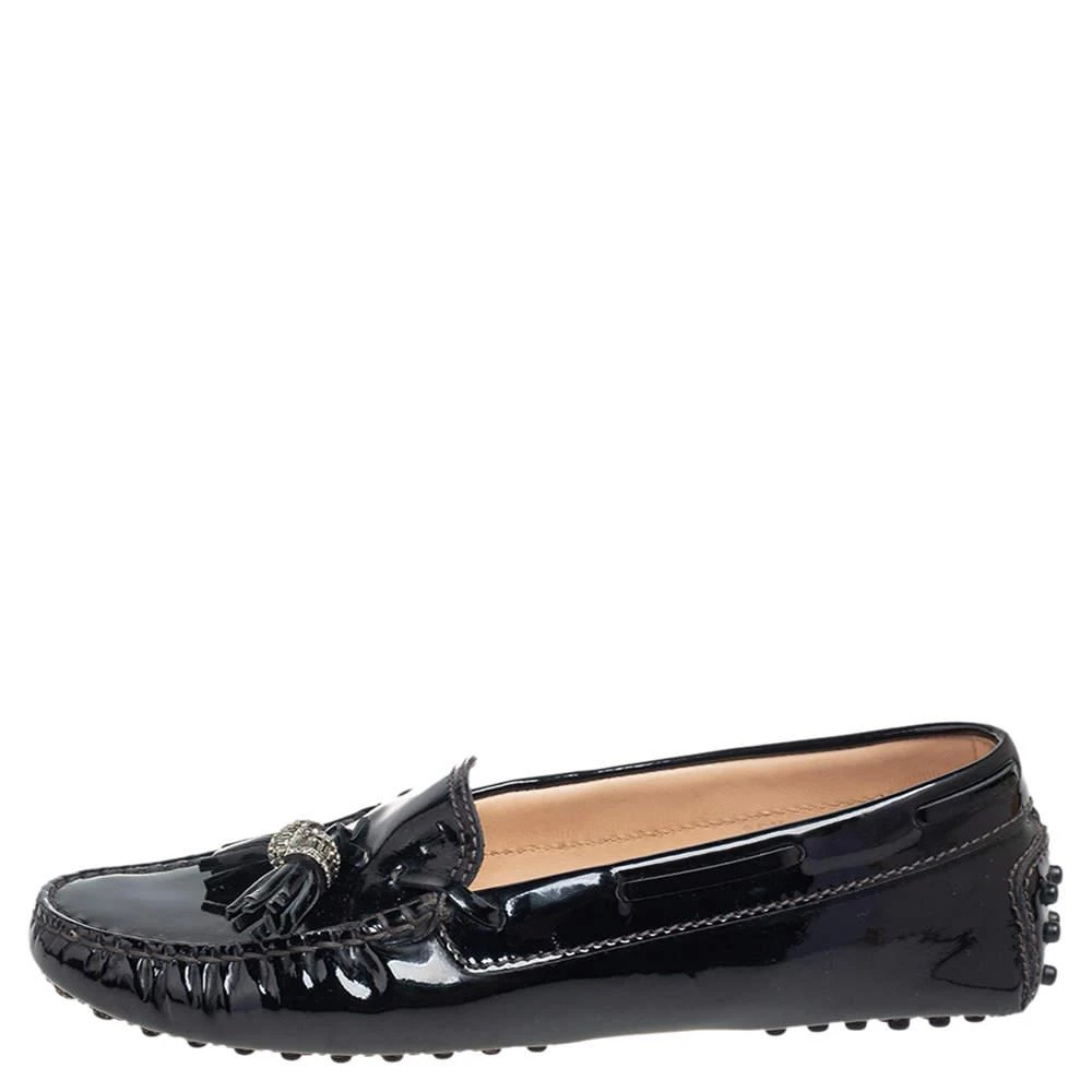 商品[二手商品] Tod's|Tod's Black Patent Leather Bow Slip On Loafers Size 35.5,价格¥1296,第2张图片详细描述