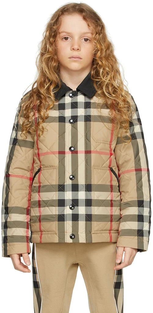 商品Burberry|Kids Beige Check Quilted Jacket,价格¥4002,第2张图片详细描述