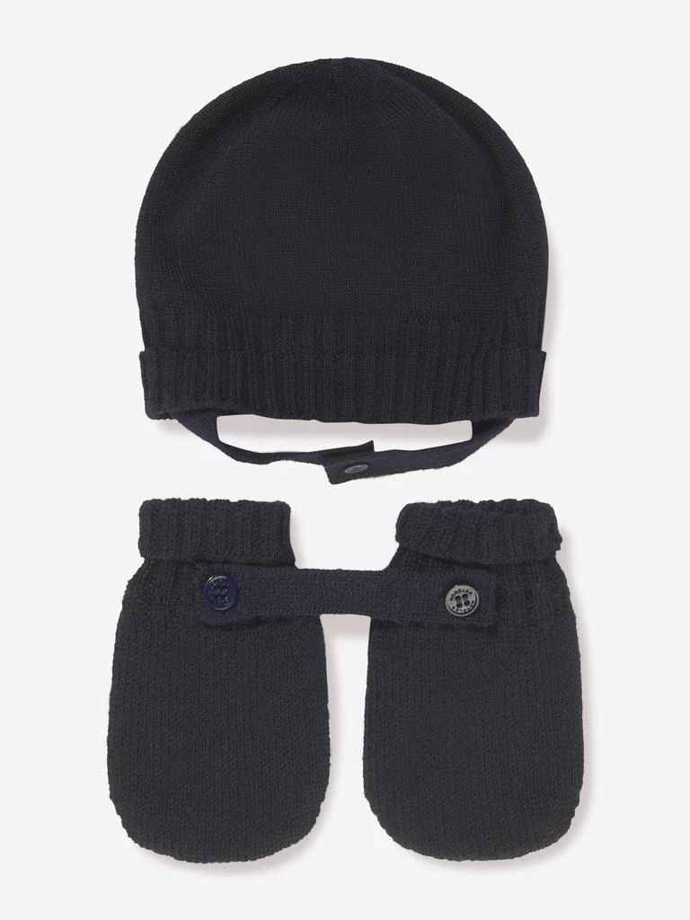 商品Moncler|Moncler Enfant Baby Hat And Mittens Set in Navy,价格¥2640,第2张图片详细描述