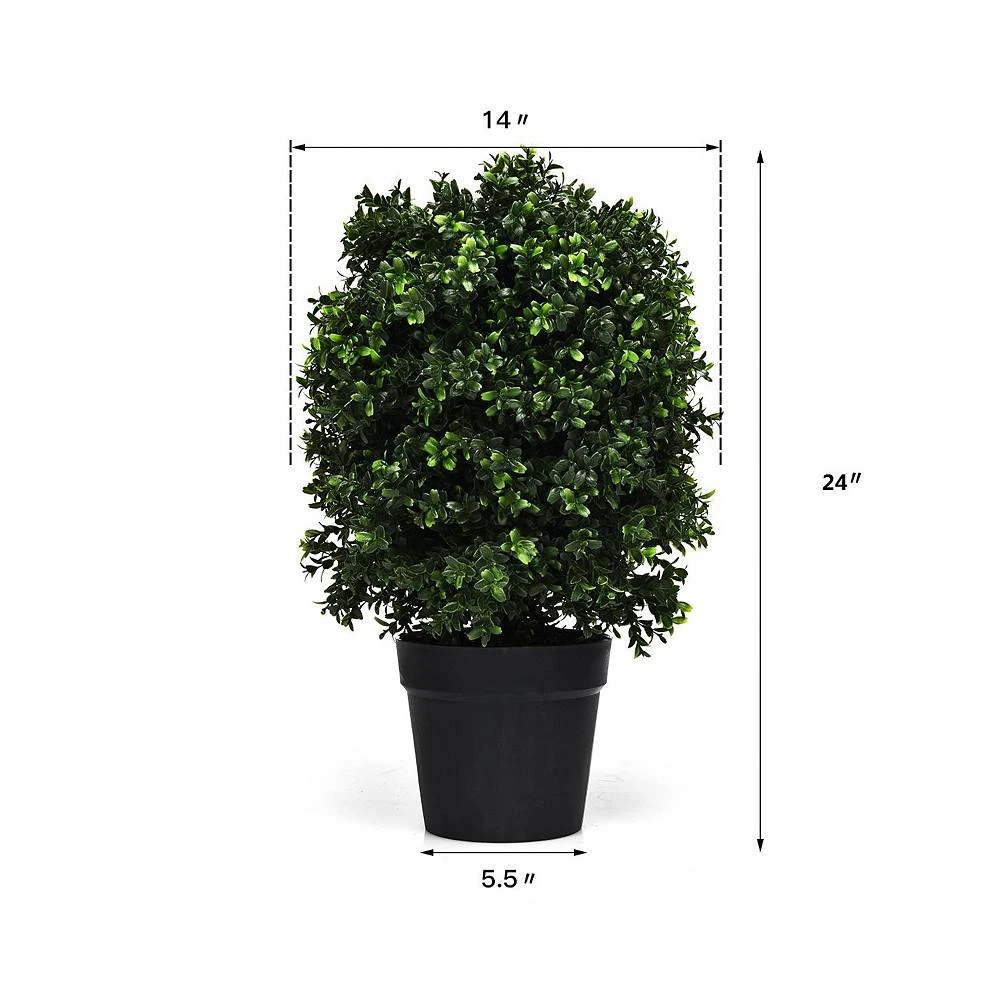 商品Costway|2PC 24'' Artificial Boxwood Topiary Ball Tree Office Garden Patio Desk Decoration,价格¥1161,第3张图片详细描述