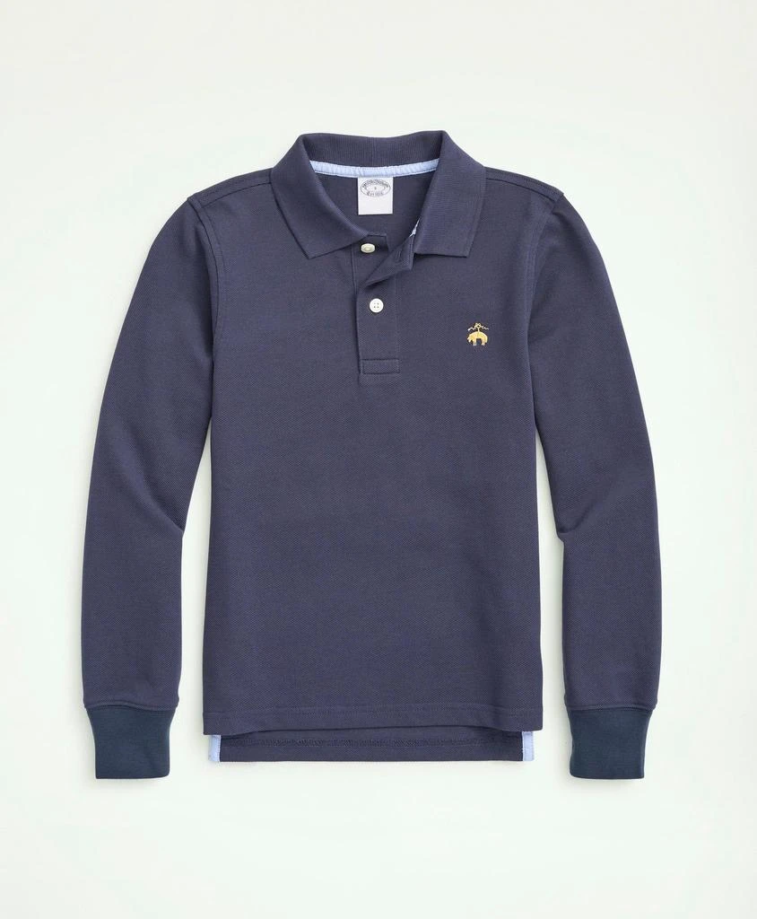 商品Brooks Brothers|Boys Long-Sleeve Cotton Pique Polo,价格¥207,第1张图片