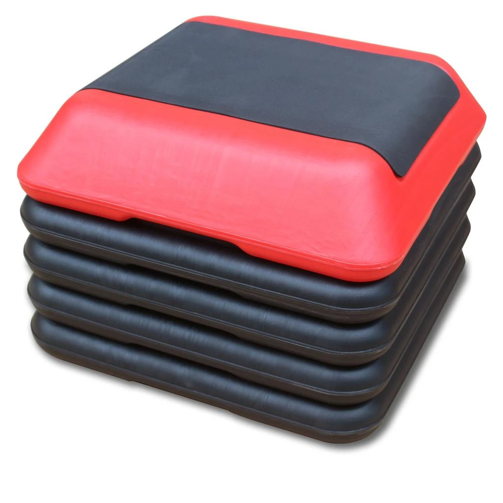 商品Streamdale Furniture|Streamdale Height-Adjustable Step Aerobics Platform Fitness Equipment Stepper Trainer Exercise Step Platform with 4 Riser Red,价格¥797,第1张图片