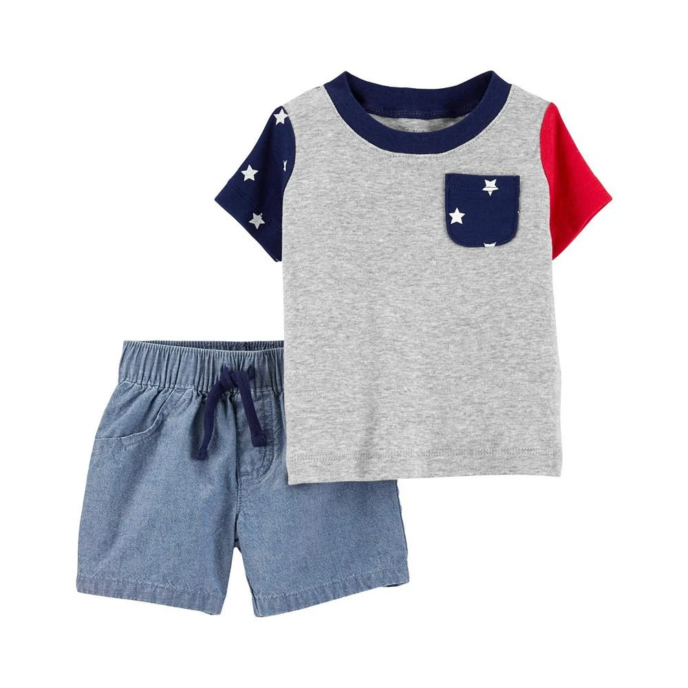 商品Carter's|Baby Boys 2-Piece Pocket Tee and Shorts Set,价格¥36,第1张图片