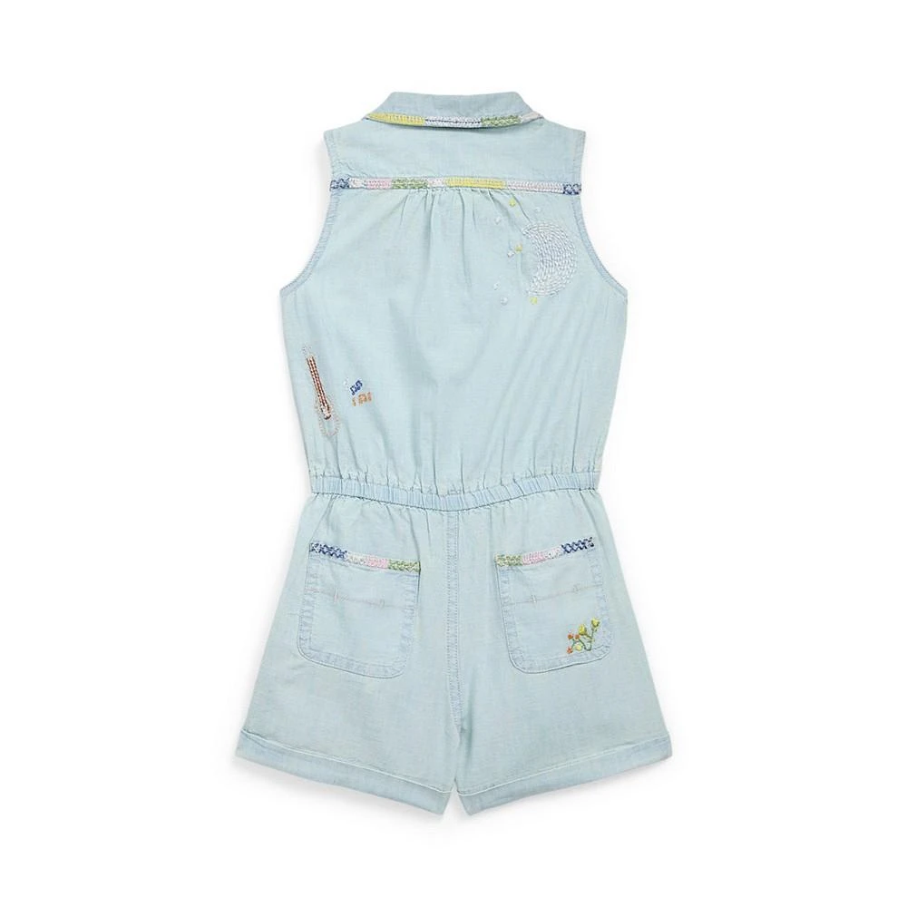 商品Ralph Lauren|Toddler and Little Girls Embroidered Cotton Chambray Romper,价格¥299,第2张图片详细描述