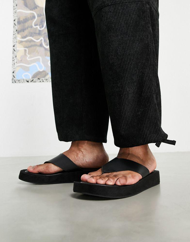 商品ASOS|ASOS DESIGN flip flop on angular wedge sole in black,价格¥132,第6张图片详细描述