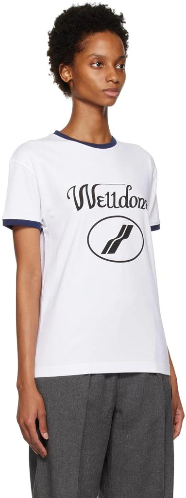 商品We11done|White & Navy Cursive Ringer T-Shirt,价格¥1349,第2张图片详细描述