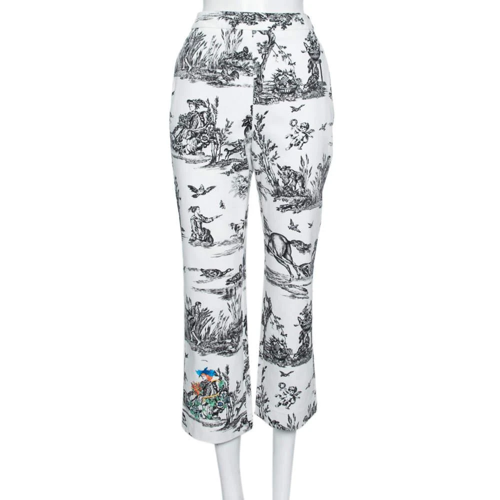 商品[二手商品] Weekend Max Mara|Weekend Max Mara White Printed Cotton Embroidered Detailed Pants L,价格¥802,第1张图片