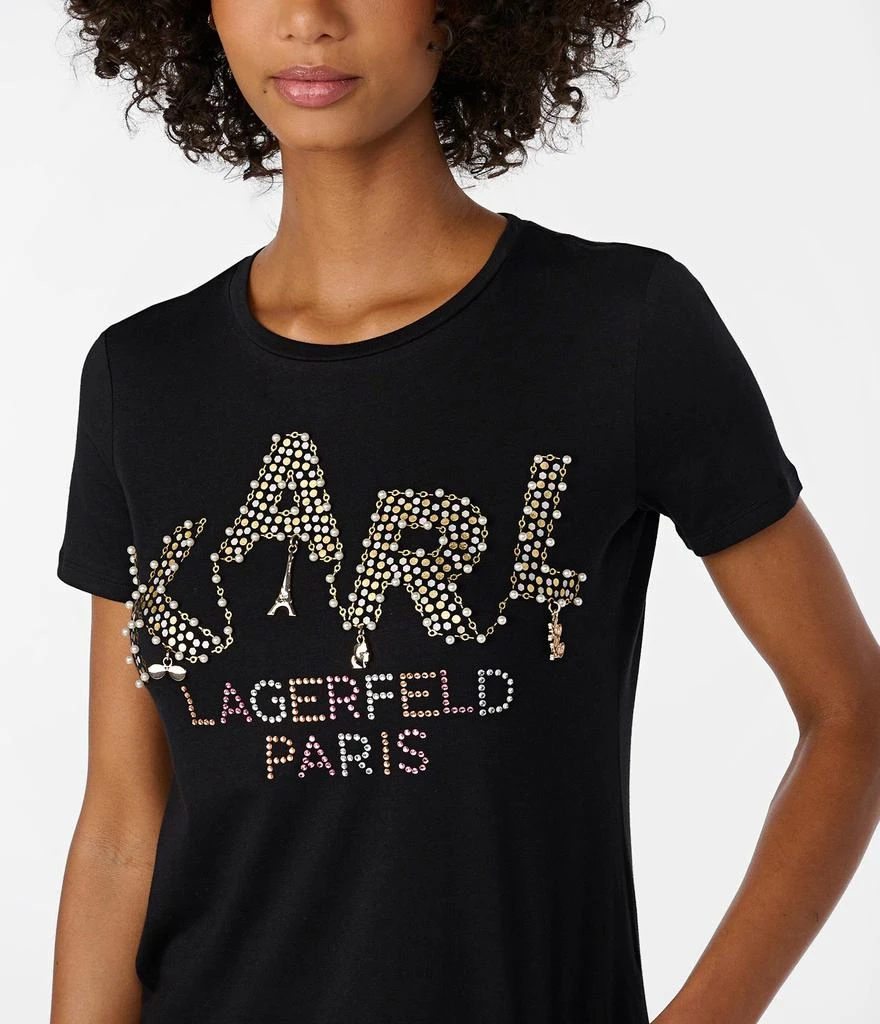 商品Karl Lagerfeld Paris|PINS AND PEARLS LOGO TEE,价格¥452,第3张图片详细描述