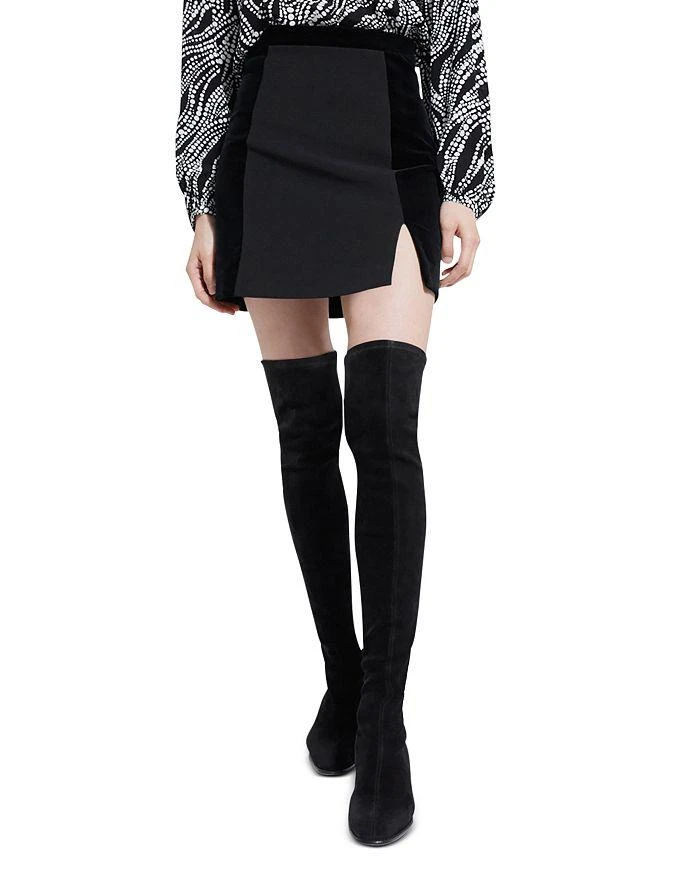 商品The Kooples|Slit Zoom Mixed Media Mini Skirt,价格¥1044,第1张图片