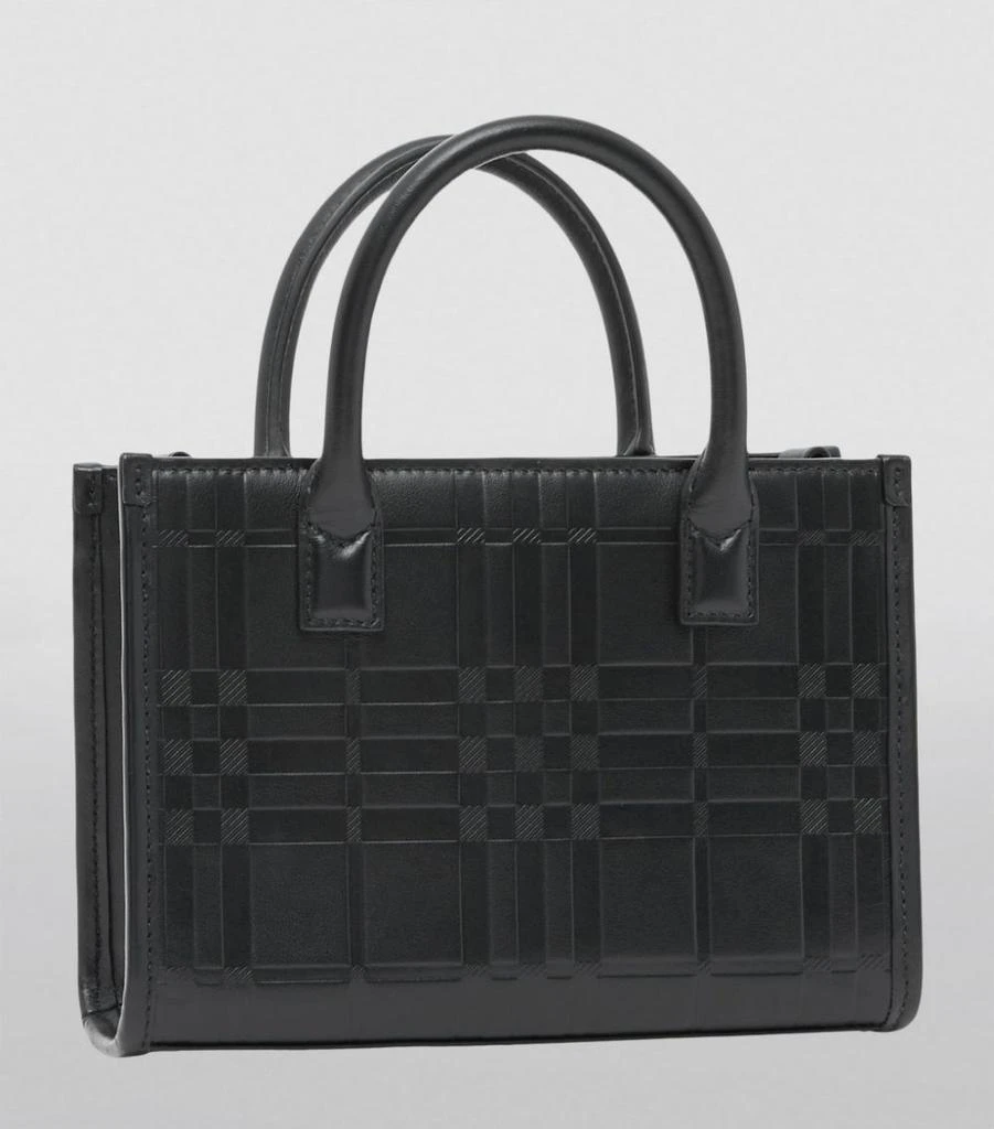 商品Burberry|Mini Leather Embossed Check Tote Bag,价格¥8589,第4张图片详细描述