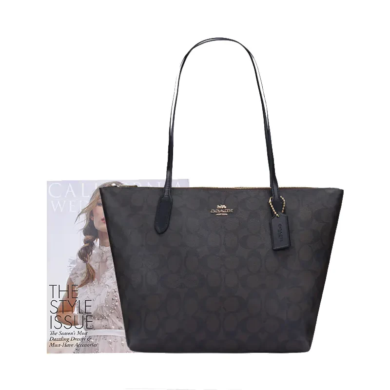 COACH蔻驰中号女士PVC配皮单肩手提托特包4455【香港直邮】 商品