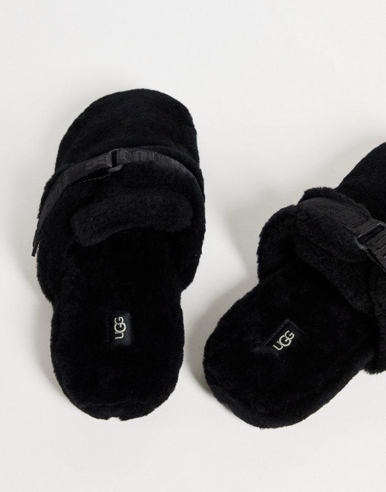 Ugg fluff it sheepskin slippers in black商品第3张图片规格展示