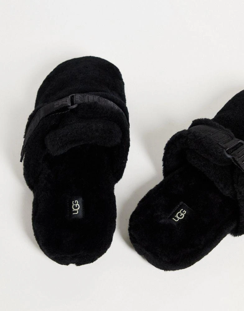 商品UGG|UGG fluff it sheepskin slippers in black,价格¥577,第3张图片详细描述