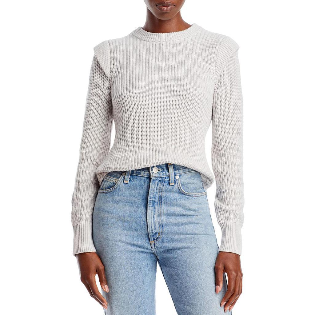 商品AQUA|Aqua Womens Cotton Ribbed Crewneck Sweater,价格¥150,第1张图片