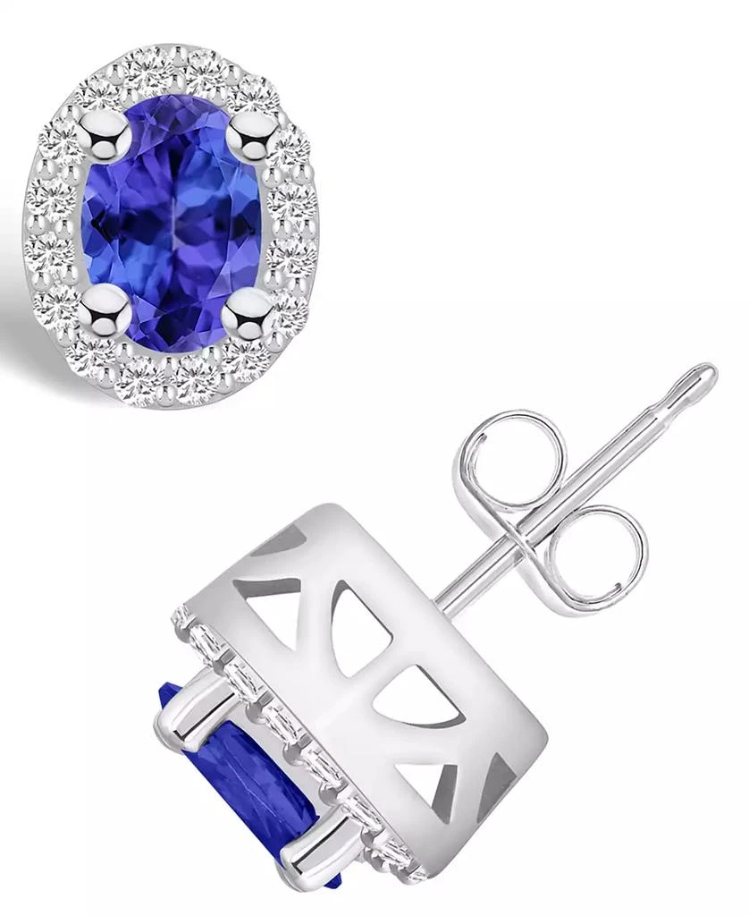 商品Macy's|Tanzanite (7/8 Ct. t.w.) and Diamond (1/4 Ct. t.w.) Halo Stud Earrings,价格¥7329,第1张图片