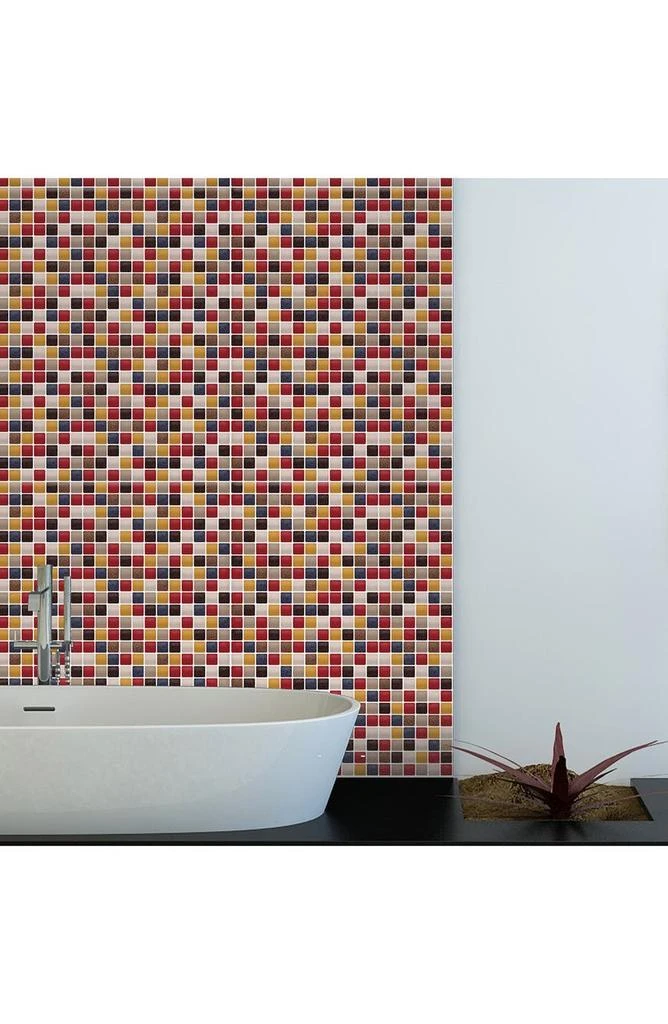 Cream Brown and Cherry Glitter Mosaic 3D Sticker Tile 24-Piece Set 商品