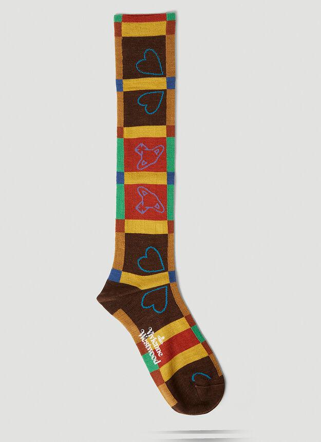 Vivienne Westwood]Hearts and Orbs Knee High Socks in Multicolour