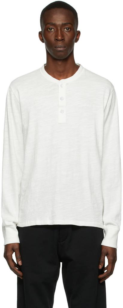 White Classic Long Sleeve Henley商品第1张图片规格展示