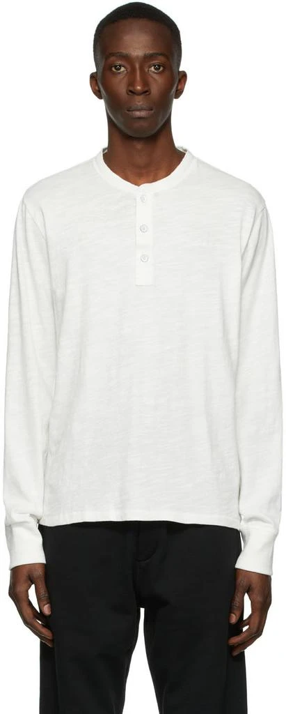 商品Rag & Bone|White Classic Long Sleeve Henley,价格¥656,第1张图片