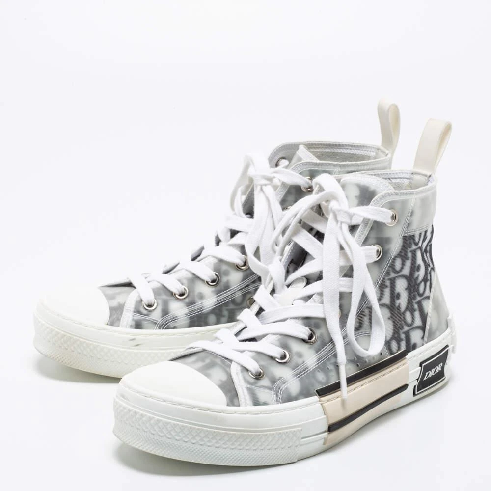 商品[二手商品] Dior|Dior White/Grey Mesh, PVC, Rubber and Oblique Canvas B23 High-Top Sneakers Size 37.5,价格¥5362,第2张图片详细描述