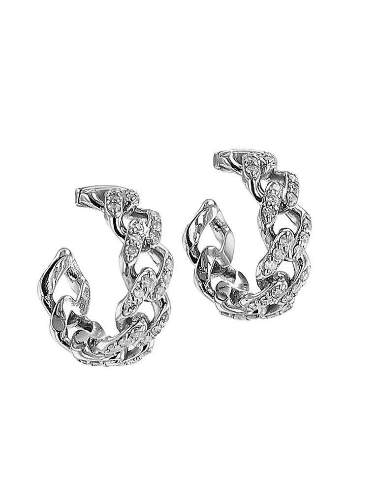 商品Sheryl Lowe|Sterling Silver &amp; 0.62 TCW Diamond Curb Chain Hoop Earrings,价格¥11596,第1张图片