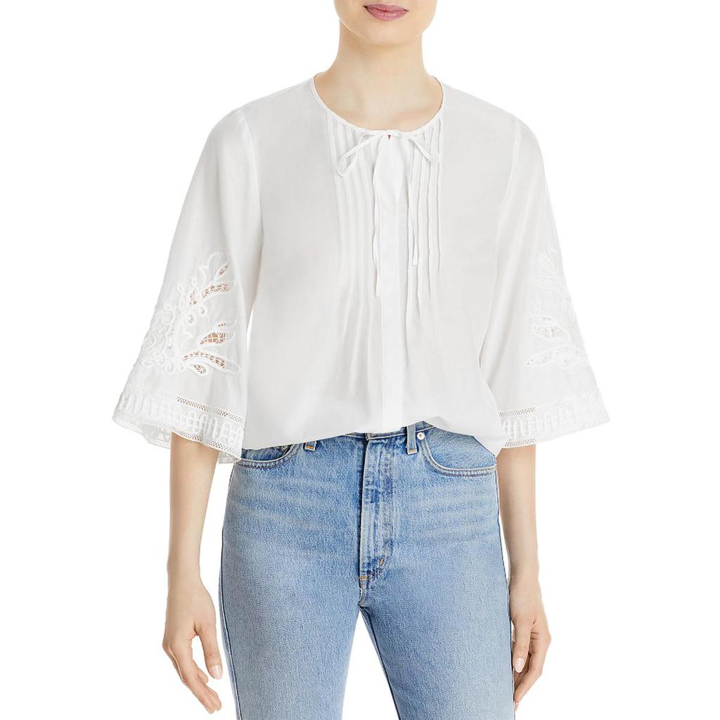 Kobi Halperin Womens Addie Silk Pintuck Button-Down Top商品第1张图片规格展示