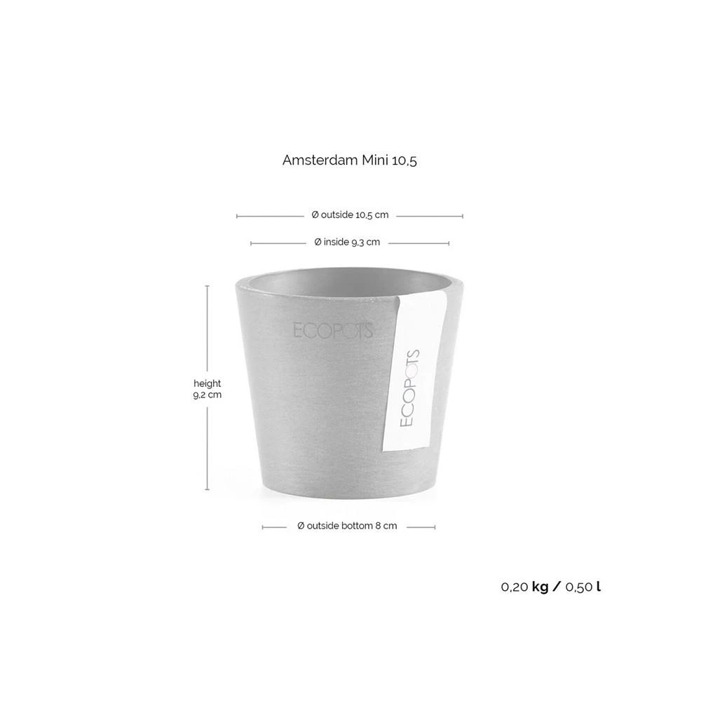 商品ECOPOTS|Amsterdam Round Plastic Flower Pot, Pure White, 4",价格¥82,第3张图片详细描述