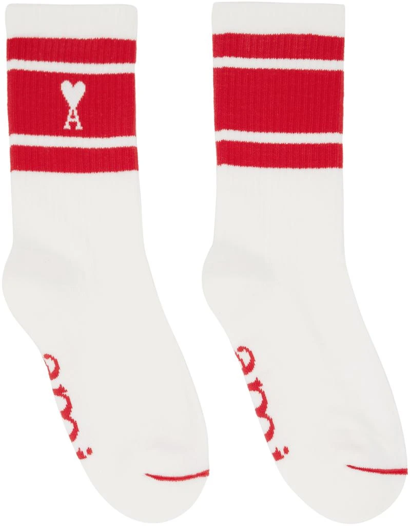 商品AMI|White & Red Ami de Cœur Socks,价格¥247,第1张图片