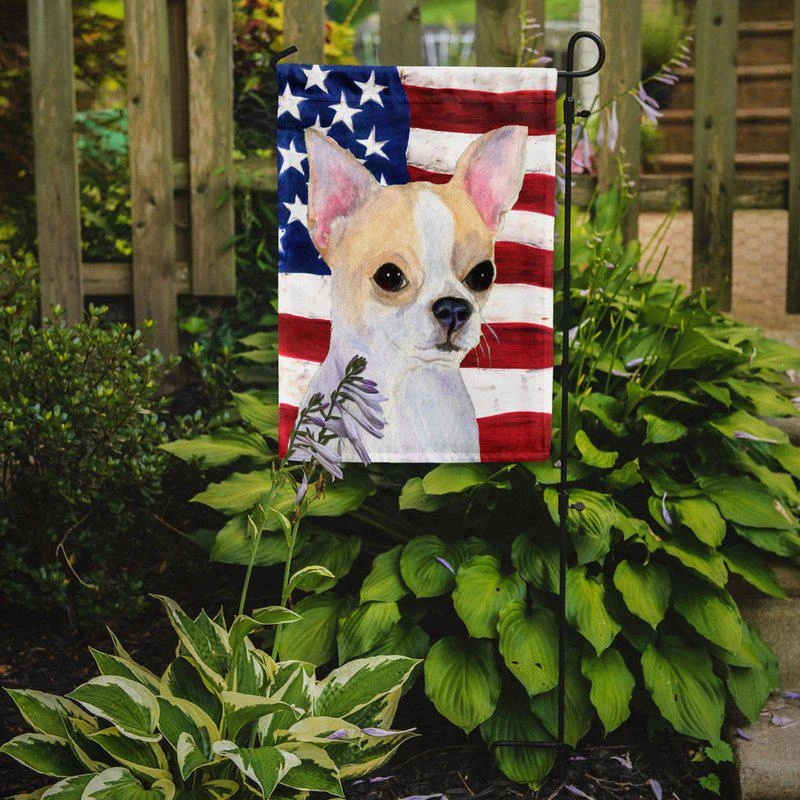 商品Caroline's Treasures|USA American Flag With Chihuahua Garden Flag 2-Sided 2-Ply,价格¥137,第2张图片详细描述