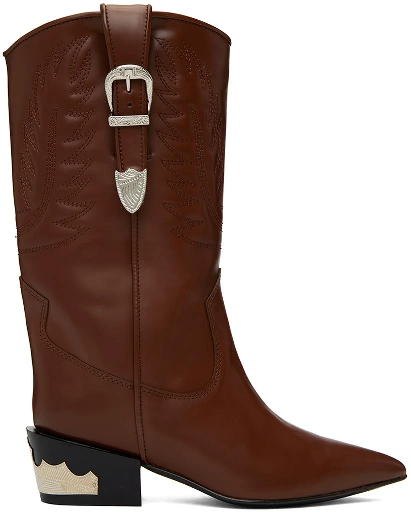 商品Toga Pulla|Burgundy Topstitch Cowboy Boots,价格¥1791,第1张图片