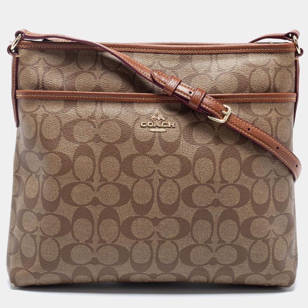 Coach Brown Signature Coated Canvas and Leather File Messenger Bag商品第1张图片规格展示