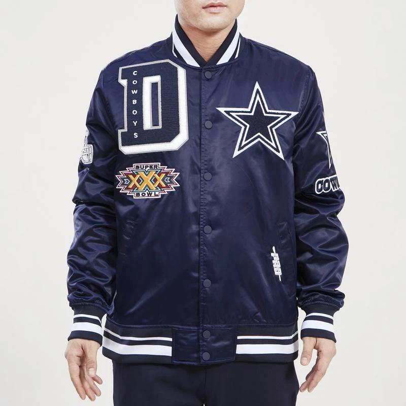 商品Pro Standard|Pro Standard Cowboys Mash Satin Jacket - Men's,价格¥833,第1张图片