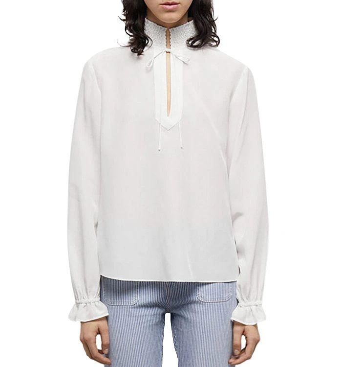 商品The Kooples|Silk Smocked Collar Top,价格¥948,第1张图片