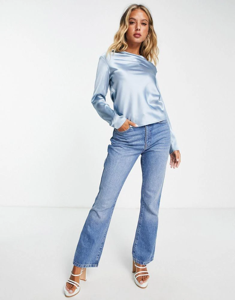 商品ASOS|ASOS DESIGN cowl back satin blouse in dusty blue,价格¥132,第4张图片详细描述
