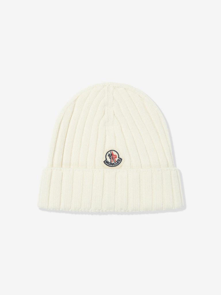 商品Moncler|Baby Wool Knitted Beanie Hat in White,价格¥1131,第1张图片